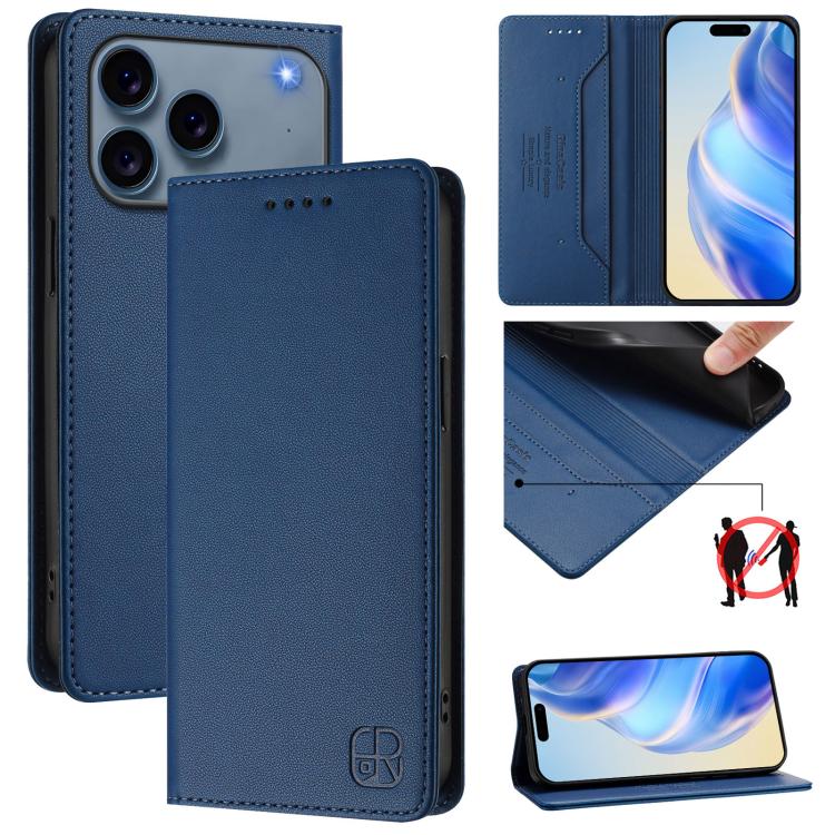 RC01 Dual-Folded Magnetic Suction RFID Leather Phone Case, For iPhone 17e / 16e, For iPhone 17 Pro Max, For iPhone 17 Pro, For iPhone 17, For iPhone Air, For iPhone 16 Pro Max