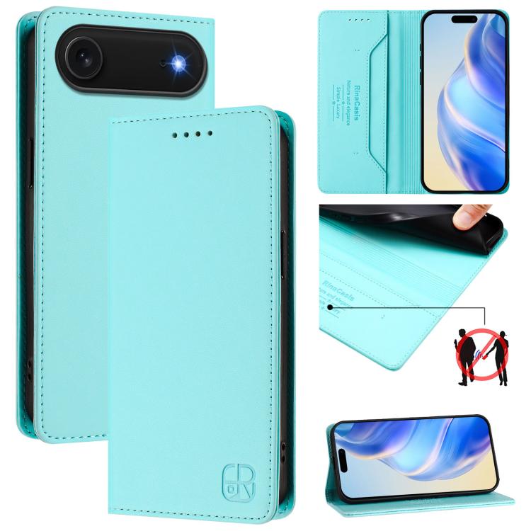 RC01 Dual-Folded Magnetic Suction RFID Leather Phone Case, For iPhone 17e / 16e, For iPhone 17 Pro Max, For iPhone 17 Pro, For iPhone 17, For iPhone Air, For iPhone 16 Pro Max