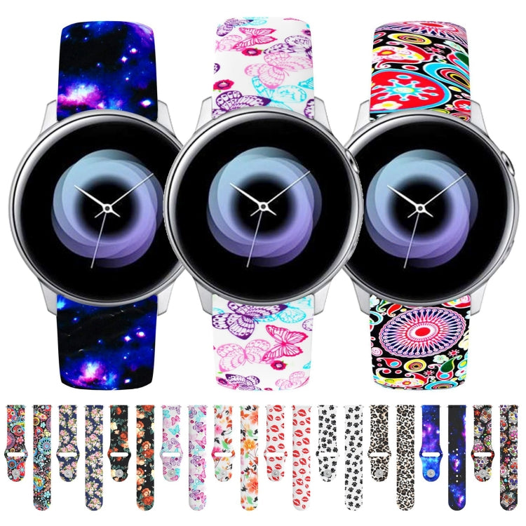 20mm Reverse Buckle Printed Silicone Strap, For Samsung Galaxy Active2