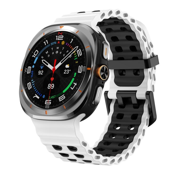 Ocean Two Color Dual-Row Hole Silicone Watch Band, For Samsung Galaxy Watch Ultra 47mm / Ultra 2025