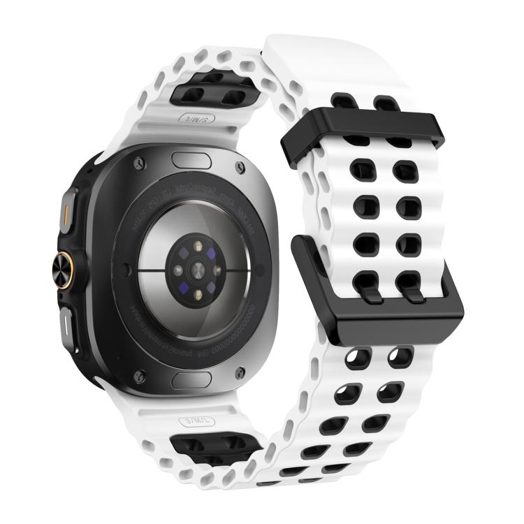 Ocean Two Color Dual-Row Hole Silicone Watch Band, For Samsung Galaxy Watch Ultra 47mm / Ultra 2025