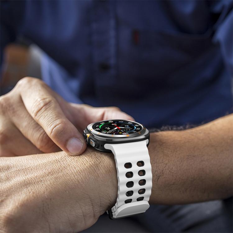 Ocean Two Color Dual-Row Hole Silicone Watch Band, For Samsung Galaxy Watch Ultra 47mm / Ultra 2025