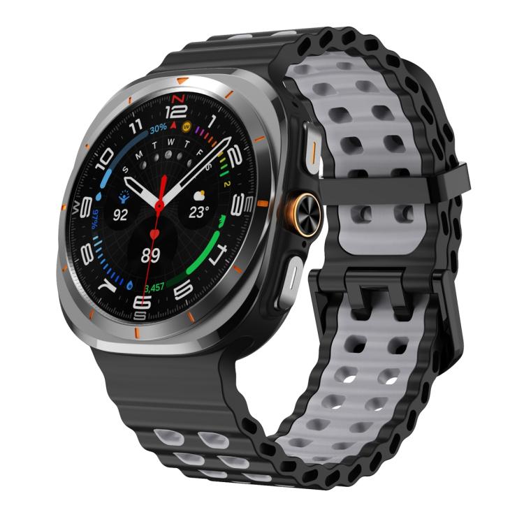 Ocean Two Color Dual-Row Hole Silicone Watch Band, For Samsung Galaxy Watch Ultra 47mm / Ultra 2025