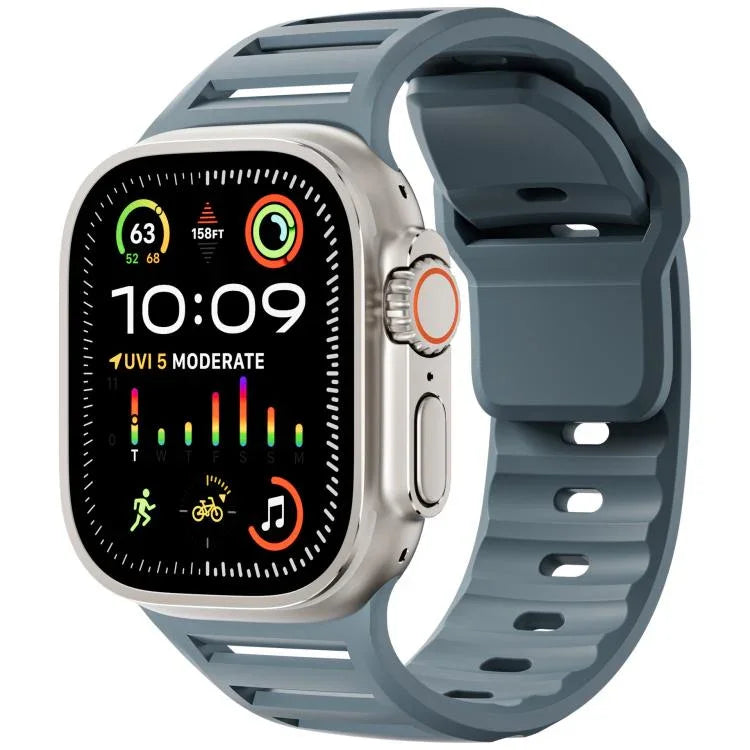 Single Nail Dual-Color Multi-hole Silicone Watch Band, For Apple Watch 46mm / 49mm / 45mm / 44mm