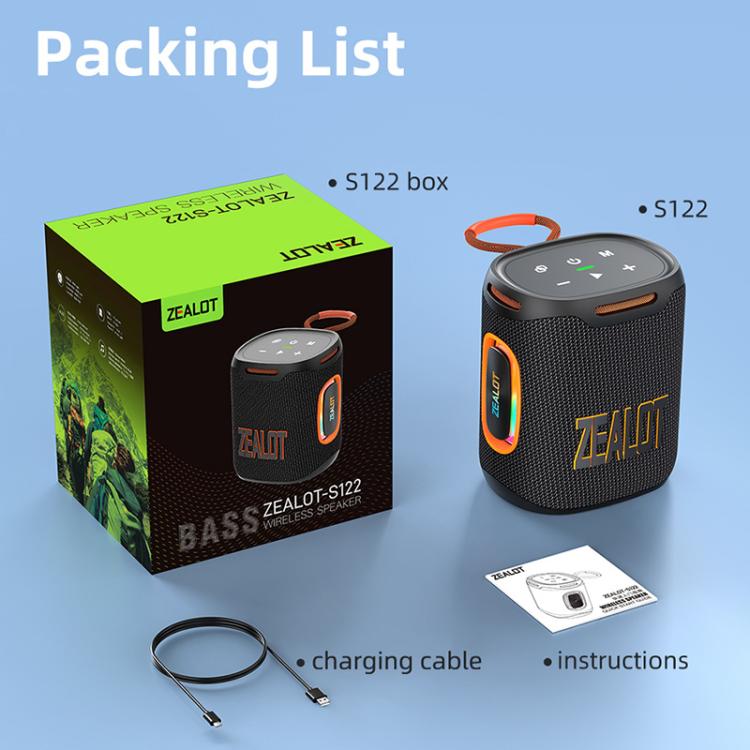 Zealot S122 25W High Power IPX6 Waterproof Outdoor RGB Light Bluetooth Speaker