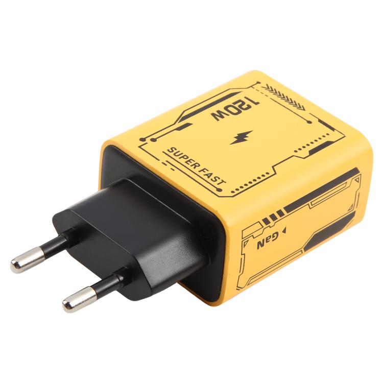 محول شحن AR-PD14 GaN 120 واط بأربعة منافذ 2 PD و 2 QC 3.0 USB و USB-C / Type-C شاحن سريع، قابس الاتحاد الأوروبي، قابس الولايات المتحدة
