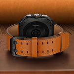 Double Buckle Genuine Leather Watch Band, For Samsung Galaxy Watch Ultra / Ultra 2025, For Samsung Galaxy Watch8 / Watch8 Classic