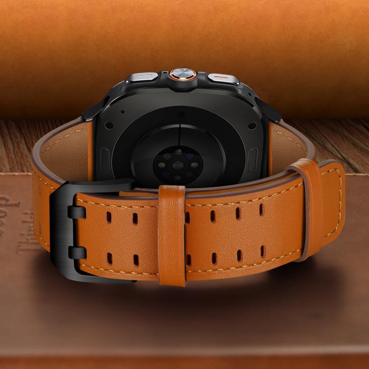 Double Buckle Genuine Leather Watch Band, For Samsung Galaxy Watch Ultra / Ultra 2025, For Samsung Galaxy Watch8 / Watch8 Classic