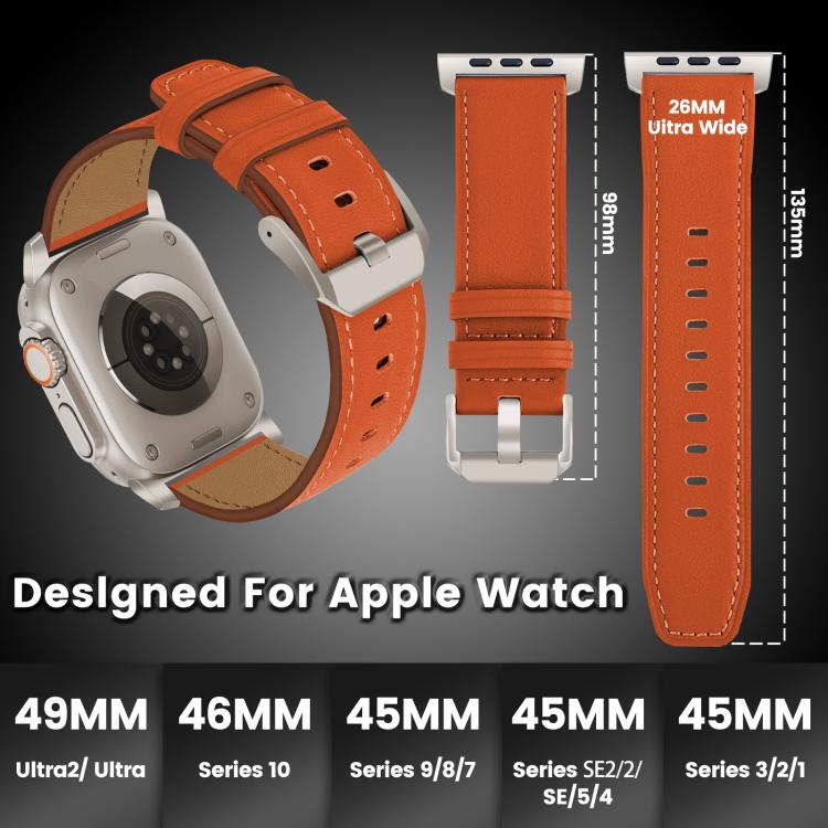Titanium Buckle Nappa Genuine Leather Watch Band, For Apple Watch 46mm / 49mm / 45mm / 44mm