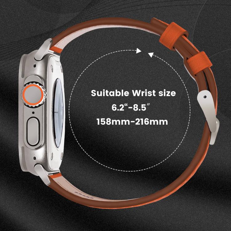 Titanium Buckle Nappa Genuine Leather Watch Band, For Apple Watch 46mm / 49mm / 45mm / 44mm