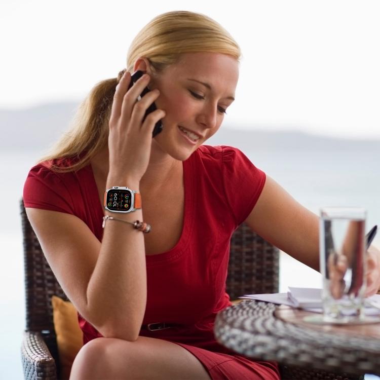 Titanium Buckle Nappa Genuine Leather Watch Band, For Apple Watch 46mm / 49mm / 45mm / 44mm