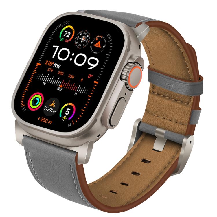 Titanium Buckle Nappa Genuine Leather Watch Band, For Apple Watch 46mm / 49mm / 45mm / 44mm