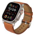 Titanium Buckle Nappa Genuine Leather Watch Band, For Apple Watch 46mm / 49mm / 45mm / 44mm