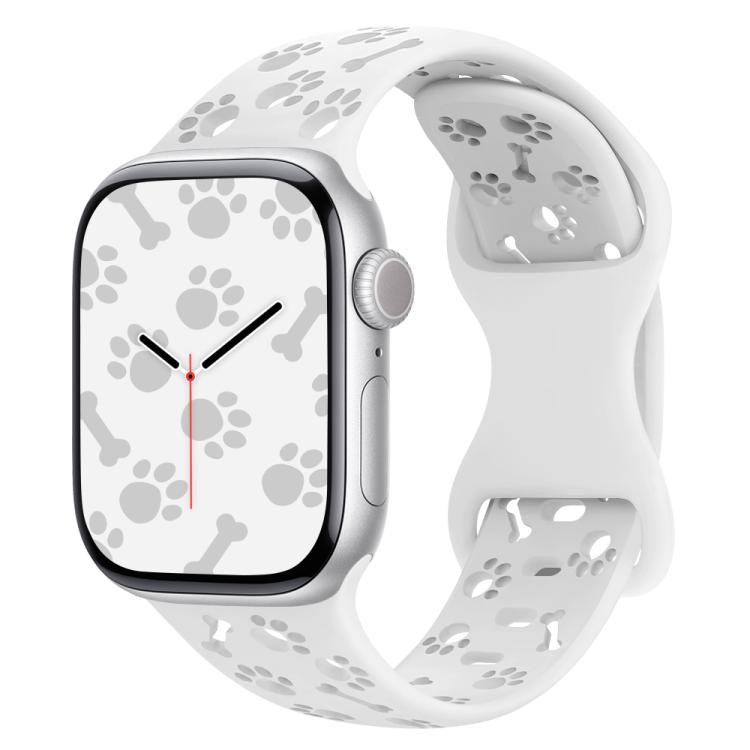 Dog Paw Bones Butterfly Buckle Silicone Watch Band, For Apple Watch 46mm / 49mm / 45mm / 44mm, For Apple Watch 42mm / 41mm / 40mm / 38mm