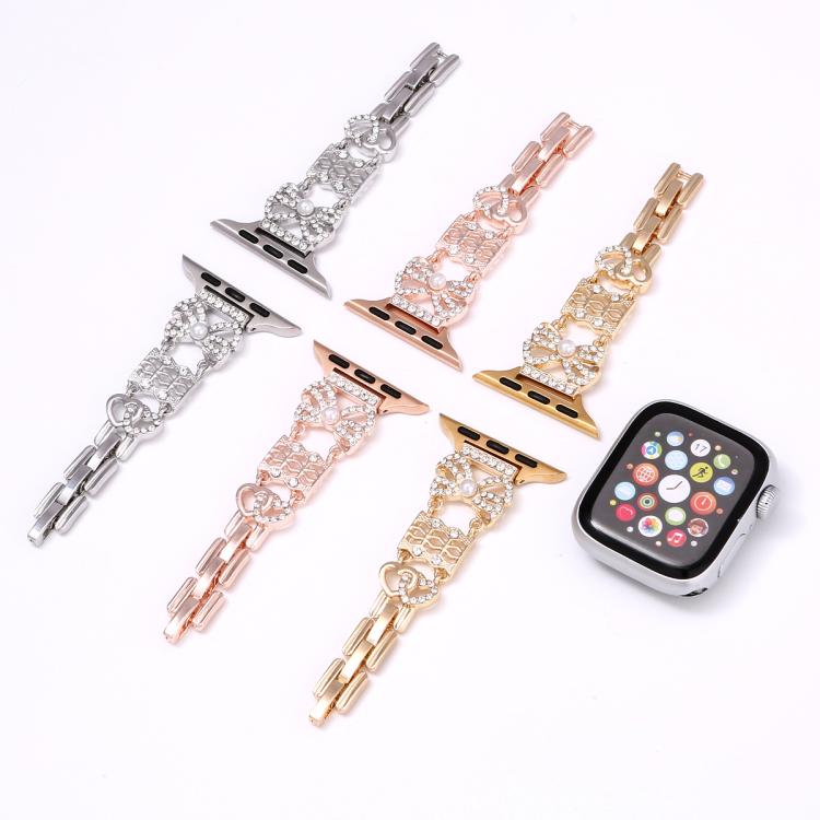 Bow Jewelry Buckle Stainless Steel Watch Band, For Apple Watch 46mm / 49mm / 45mm / 44mm, For Apple Watch 42mm / 41mm / 40mm / 38mm