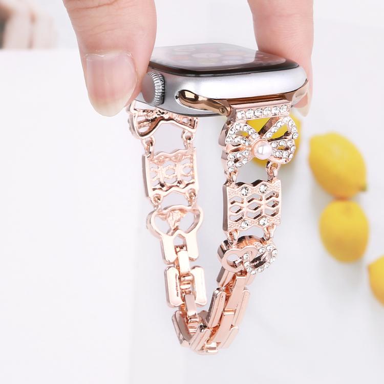 Bow Jewelry Buckle Stainless Steel Watch Band, For Apple Watch 46mm / 49mm / 45mm / 44mm, For Apple Watch 42mm / 41mm / 40mm / 38mm