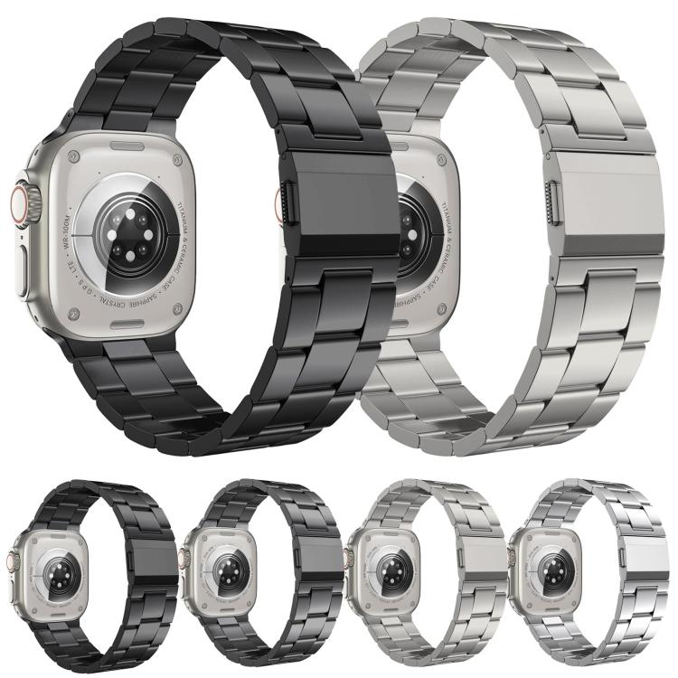 Norman Clasp Three-Link Titanium Alloy Watch Band, For Apple Watch 46mm / 49mm / 45mm / 44mm