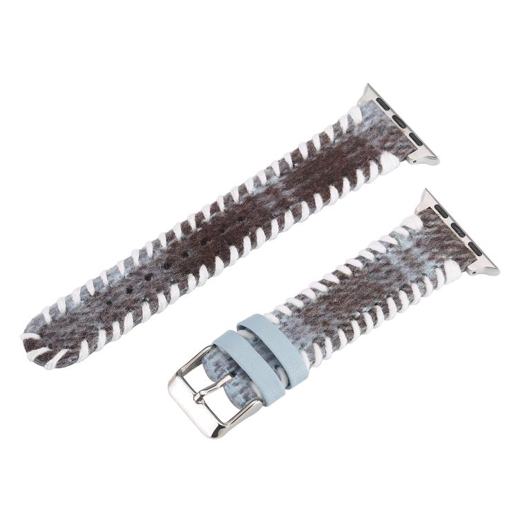 Retro Stitched Wool Genuine Leather Watch Band, For Apple Watch 46mm / 49mm / 45mm / 44mm, For Apple Watch 42mm / 41mm / 40mm / 38mm