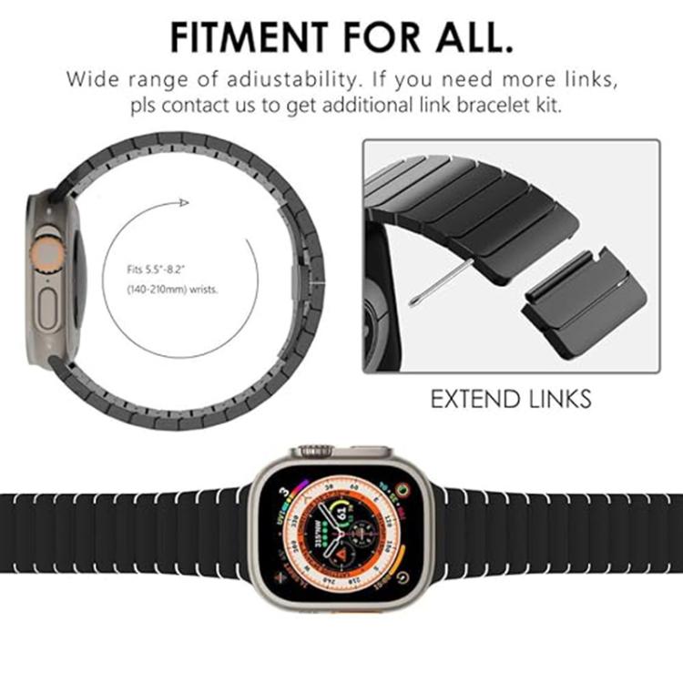 Butterfly Clasp One-Bead Titanium Alloy Watch Band, For Apple Watch 46mm / 49mm / 45mm / 44mm