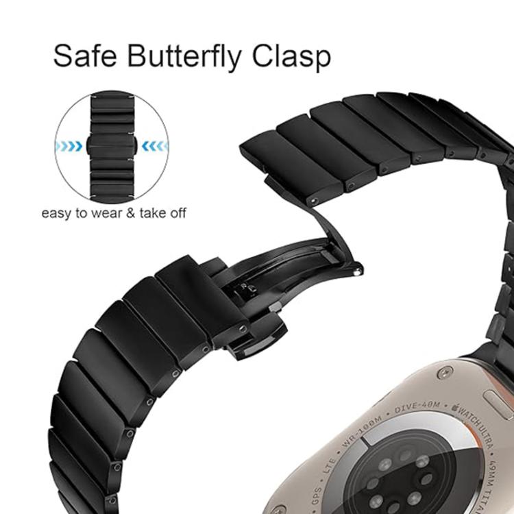 Butterfly Clasp One-Bead Titanium Alloy Watch Band, For Apple Watch 46mm / 49mm / 45mm / 44mm