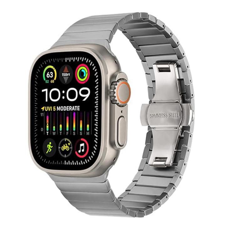 Butterfly Clasp One-Bead Titanium Alloy Watch Band, For Apple Watch 46mm / 49mm / 45mm / 44mm