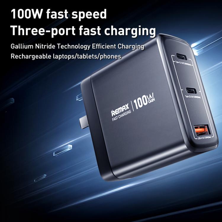 شاحن سريع REMAX U2-AC بقوة 100 واط USB و Type-C مزدوج GaN مع شاشة رقمية، قابس الاتحاد الأوروبي