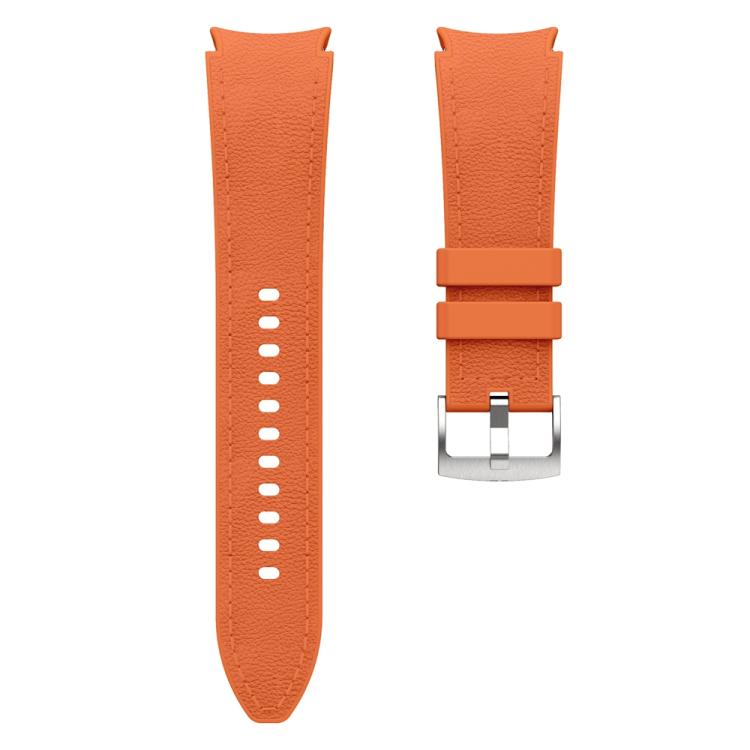 Silver Pin Buckle Leather Silicone Watch Band, For Samsung Galaxy Watch 7 / 6 / 5 / 4