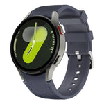 Silver Pin Buckle Leather Silicone Watch Band, For Samsung Galaxy Watch 7 / 6 / 5 / 4