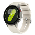 Silver Pin Buckle Leather Silicone Watch Band, For Samsung Galaxy Watch 7 / 6 / 5 / 4