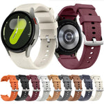 Silver Pin Buckle Leather Silicone Watch Band, For Samsung Galaxy Watch 7 / 6 / 5 / 4