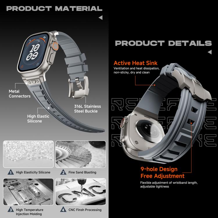 Kalebol High Stretch Silicone Armor Watch Band, For Apple Watch 46mm / 49mm / 45mm / 44mm