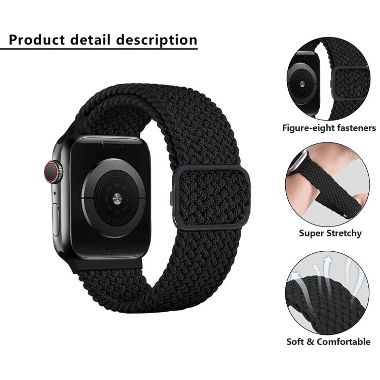 Kalebol Eight Buckle Nylon Braided Watch Band, For Apple Watch 46mm / 49mm / 45mm / 44mm, For Apple Watch 42mm / 41mm / 40mm / 38mm