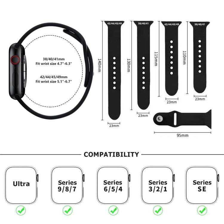 Kalebol Reverse Buckle Silicone Watch Band, For Apple Watch 46mm / 49mm / 45mm / 44mm, For Apple Watch 42mm / 41mm / 40mm / 38mm