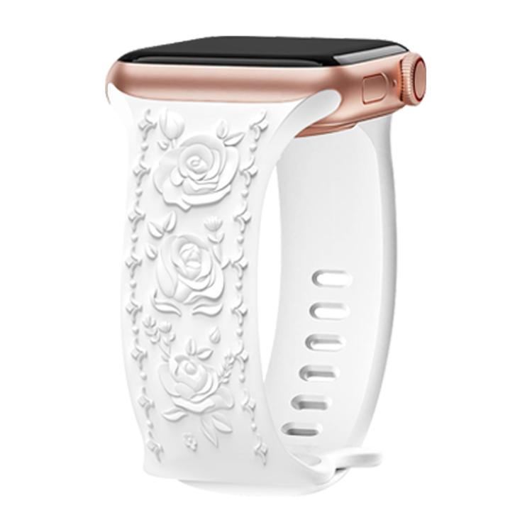 Kalebol 8-shaped Buckle Rose Embossed Silicone Watch Band, For Apple Watch 46mm / 49mm / 45mm / 44mm, For Apple Watch 42mm / 41mm / 40mm / 38mm