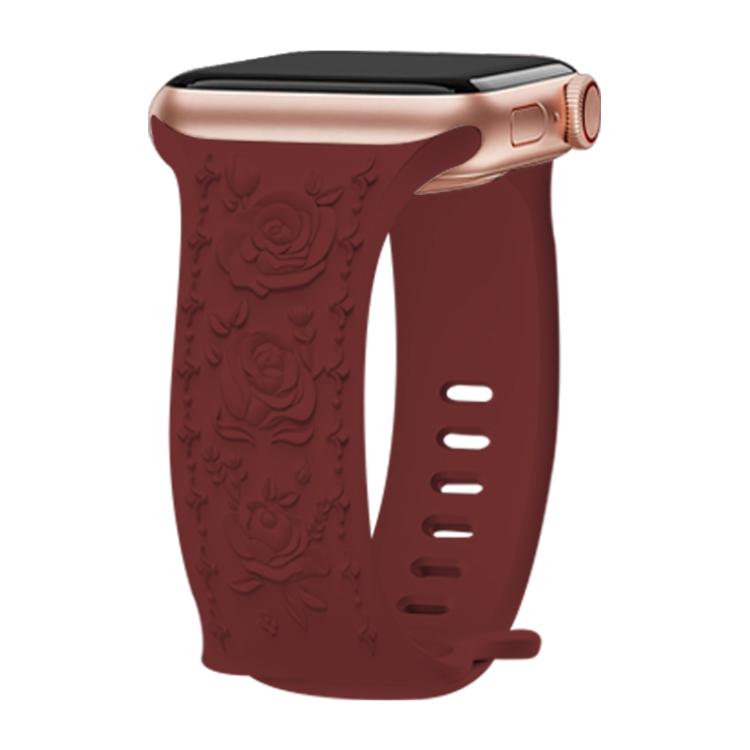Kalebol 8-shaped Buckle Rose Embossed Silicone Watch Band, For Apple Watch 46mm / 49mm / 45mm / 44mm, For Apple Watch 42mm / 41mm / 40mm / 38mm