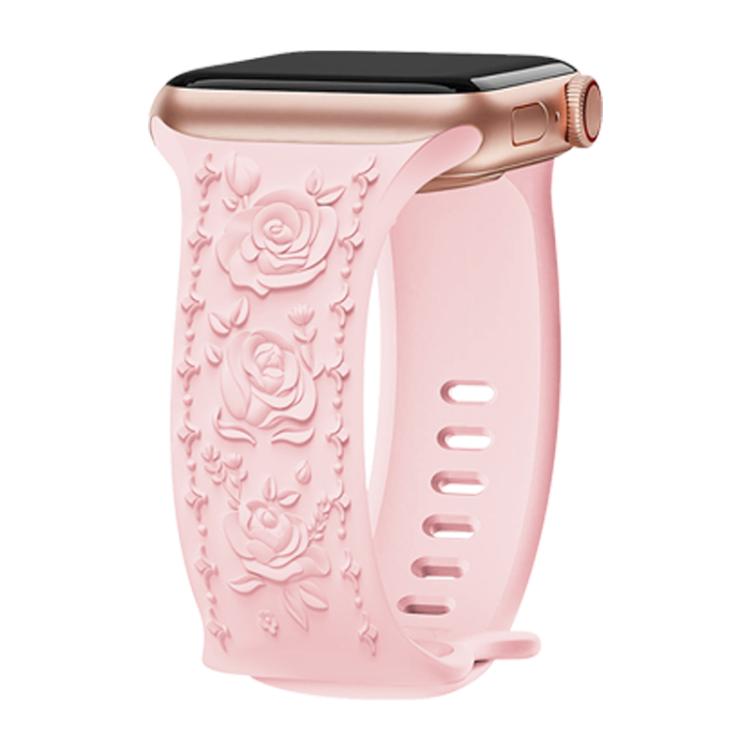 Kalebol 8-shaped Buckle Rose Embossed Silicone Watch Band, For Apple Watch 46mm / 49mm / 45mm / 44mm, For Apple Watch 42mm / 41mm / 40mm / 38mm
