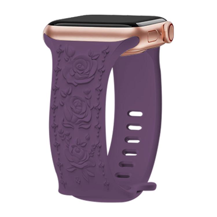 Kalebol 8-shaped Buckle Rose Embossed Silicone Watch Band, For Apple Watch 46mm / 49mm / 45mm / 44mm, For Apple Watch 42mm / 41mm / 40mm / 38mm