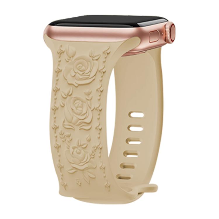 Kalebol 8-shaped Buckle Rose Embossed Silicone Watch Band, For Apple Watch 46mm / 49mm / 45mm / 44mm, For Apple Watch 42mm / 41mm / 40mm / 38mm