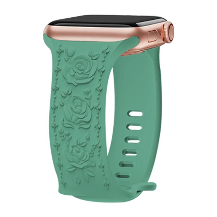 Kalebol 8-shaped Buckle Rose Embossed Silicone Watch Band, For Apple Watch 46mm / 49mm / 45mm / 44mm, For Apple Watch 42mm / 41mm / 40mm / 38mm