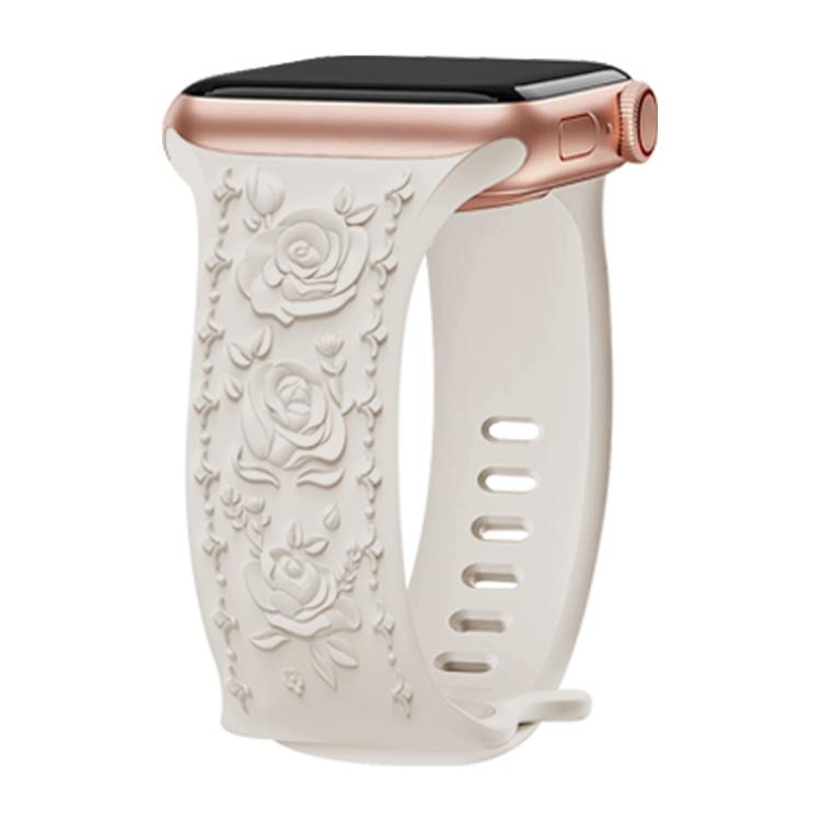 Kalebol 8-shaped Buckle Rose Embossed Silicone Watch Band, For Apple Watch 46mm / 49mm / 45mm / 44mm, For Apple Watch 42mm / 41mm / 40mm / 38mm
