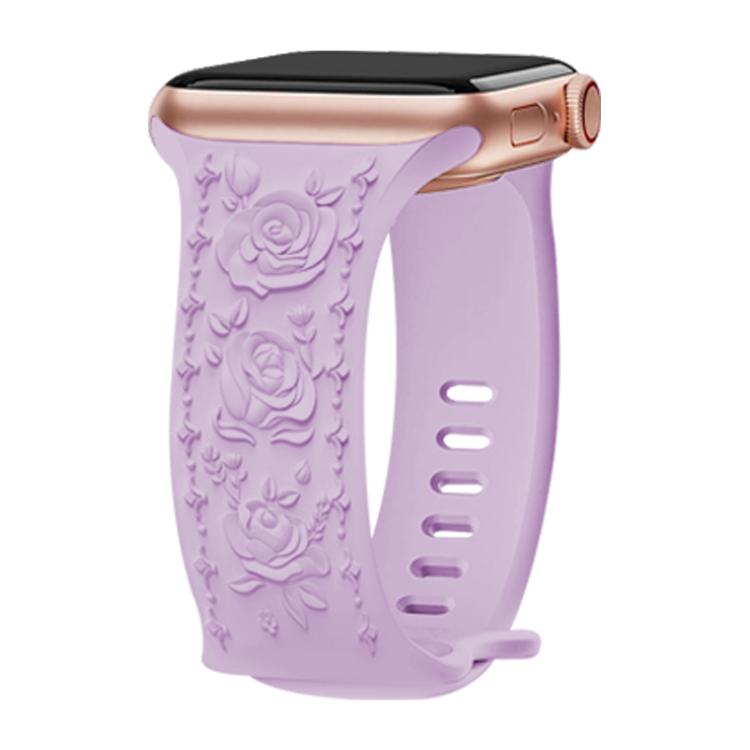Kalebol 8-shaped Buckle Rose Embossed Silicone Watch Band, For Apple Watch 46mm / 49mm / 45mm / 44mm, For Apple Watch 42mm / 41mm / 40mm / 38mm