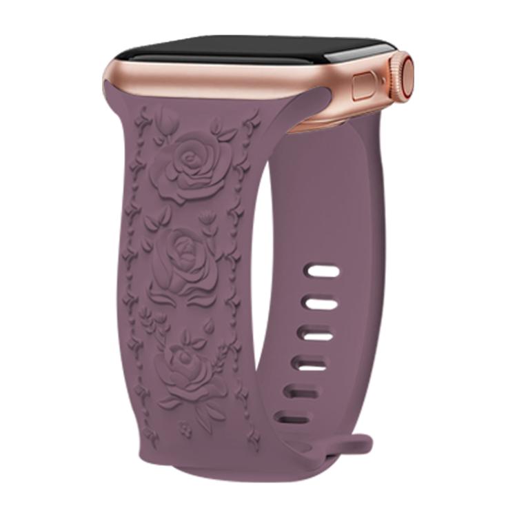 Kalebol 8-shaped Buckle Rose Embossed Silicone Watch Band, For Apple Watch 46mm / 49mm / 45mm / 44mm, For Apple Watch 42mm / 41mm / 40mm / 38mm