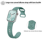Kalebol 8-shaped Buckle Rose Embossed Silicone Watch Band, For Apple Watch 46mm / 49mm / 45mm / 44mm, For Apple Watch 42mm / 41mm / 40mm / 38mm