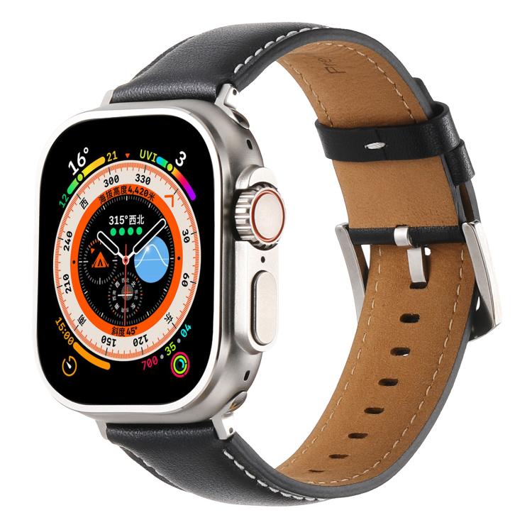 Kalebol Plain Genuine Leather Watch Band, For Apple Watch 46mm / 49mm / 45mm / 44mm, For Apple Watch 42mm / 41mm / 40mm / 38mm