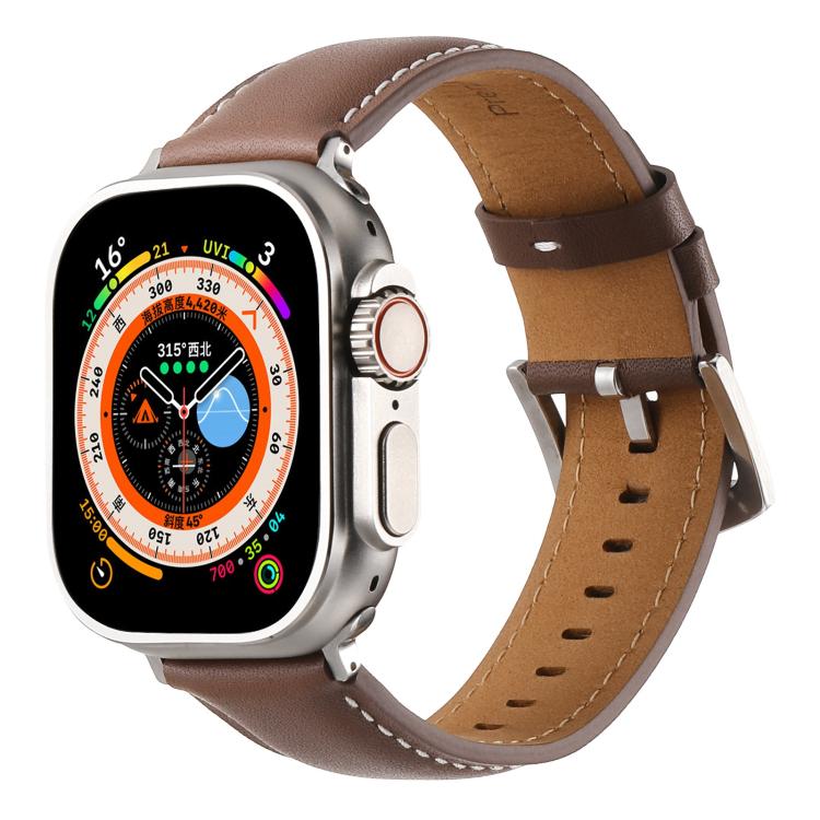 Kalebol Plain Genuine Leather Watch Band, For Apple Watch 46mm / 49mm / 45mm / 44mm, For Apple Watch 42mm / 41mm / 40mm / 38mm