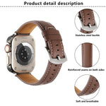 Kalebol Plain Genuine Leather Watch Band, For Apple Watch 46mm / 49mm / 45mm / 44mm, For Apple Watch 42mm / 41mm / 40mm / 38mm