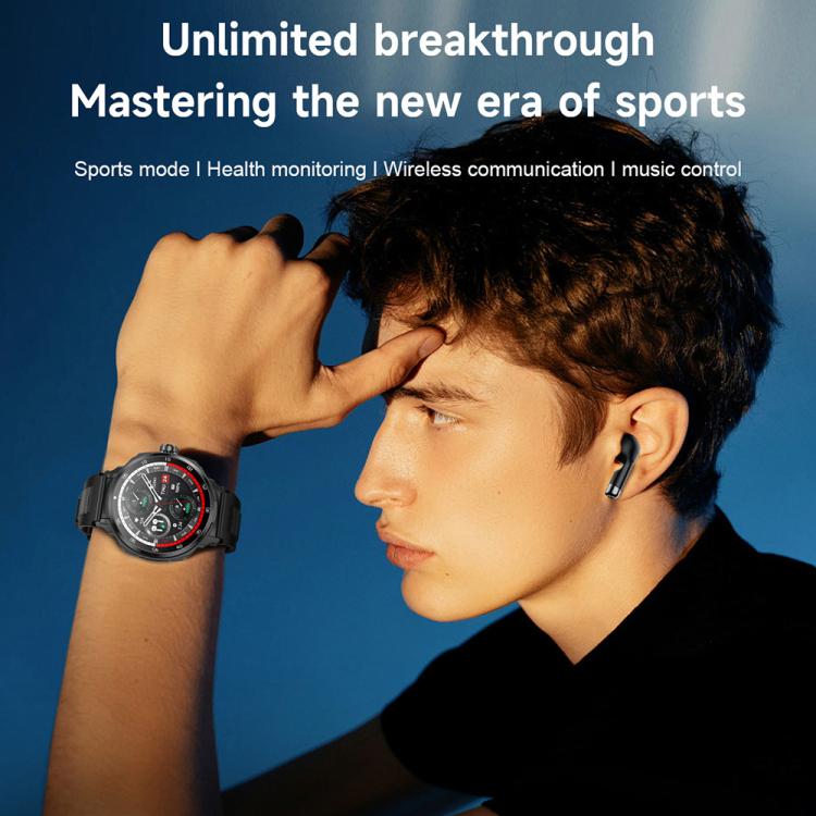 D11 1.46 inch 2 in 1 Bluetooth Earphone Smart Watch, Support Bluetooth Call / NFC / Heart Rate, D11 (Black), D11 (Green)