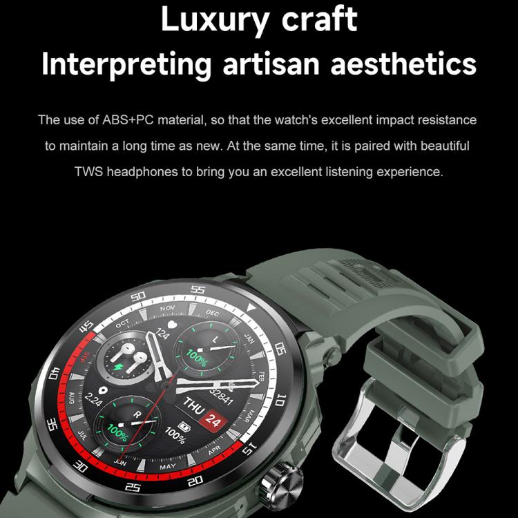 D11 1.46 inch 2 in 1 Bluetooth Earphone Smart Watch, Support Bluetooth Call / NFC / Heart Rate, D11 (Black), D11 (Green)