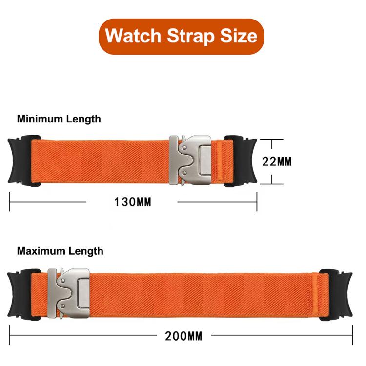 Press Button Connector Parachute Buckle Elastic Nylon Watch Band, For Samsung Galaxy Watch 7 / 6 / 5 / 4