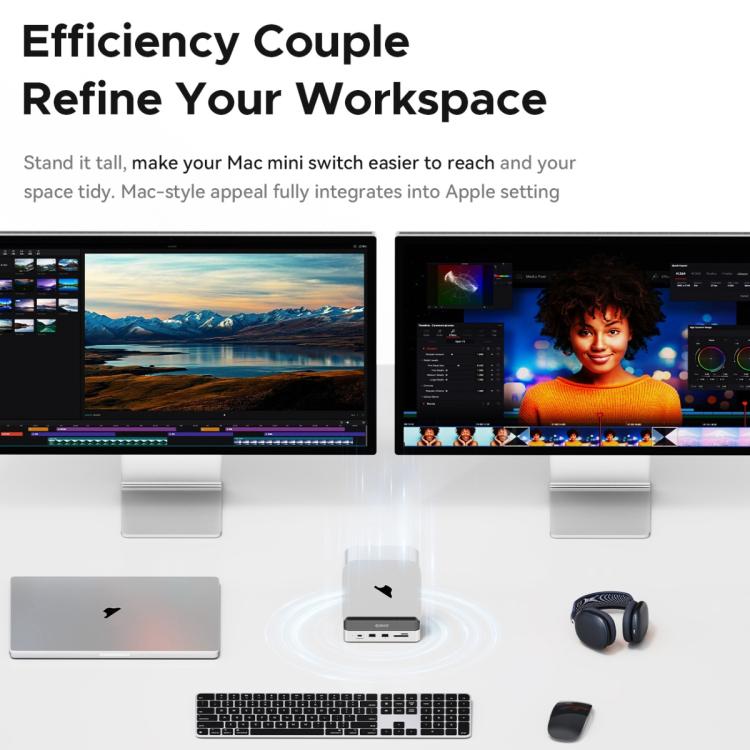 ORICO VS10 Mini Dock Desktop Expansion Multi-function Holder for Mac Mini 2024, without Memory, without Memory